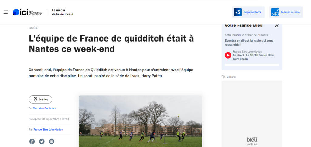 "Ce n'est pas que pour les fans d'Harry Potter": le Quidditch, ou Quadball, cet autre sport nantais